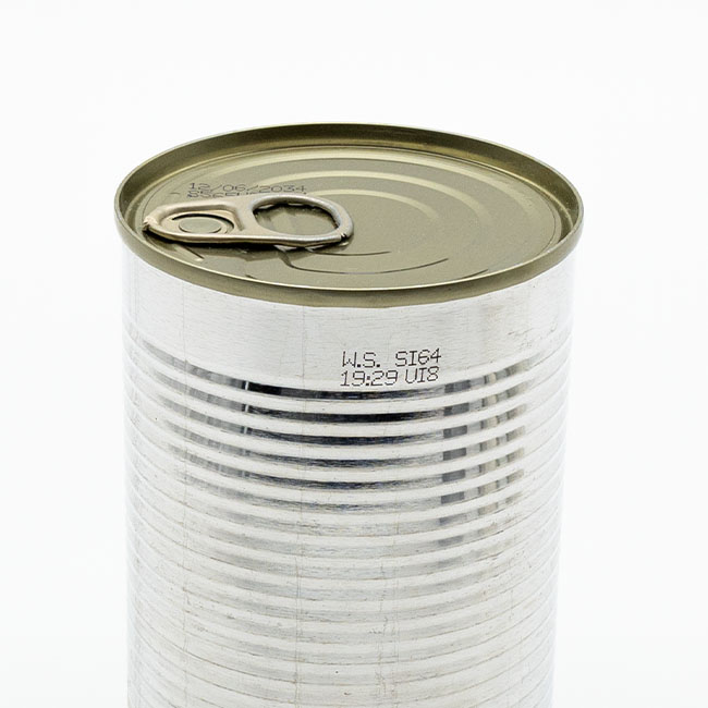Dosenkonserve mit der Produktionskennzeichnung