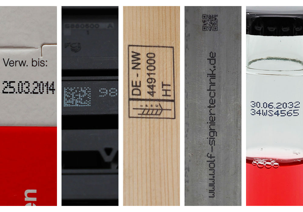 Papier, Kunststoff, Holz, Metall, Glas beschriftet mit Inkjet-Druckern