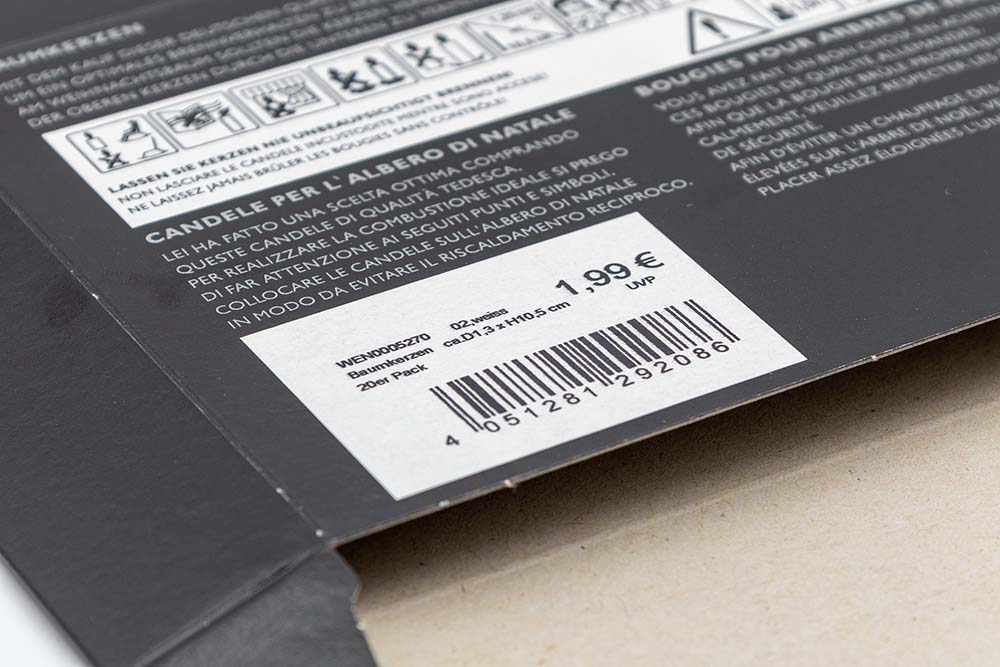 TIJ Produktkennzeichnung mit Produktnamen Barcode und Preis