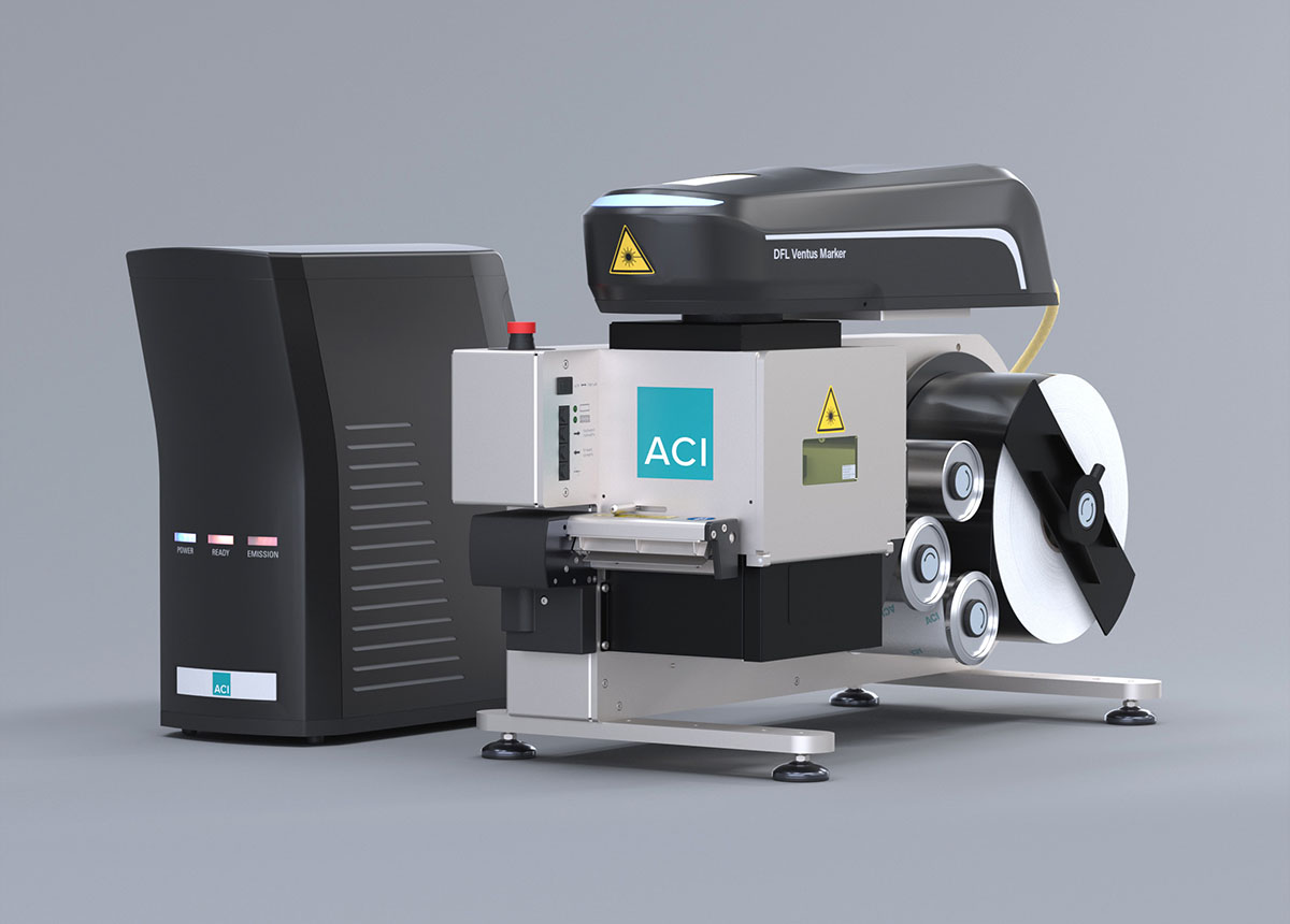 Industrielles Lasersystem für Folien- und Etikettenmarkierung