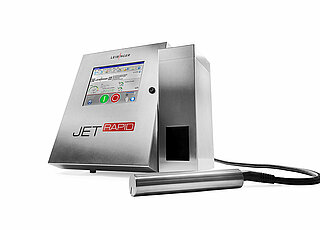 Leibinger JET RAPID Inkjet-Beschriftungssystem mit angeschlossenem Druckkopf für industrielle Hochgeschwindigkeitskennzeichnung