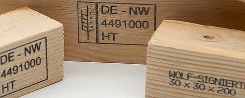 Holzprodukte mit industrieller Kennzeichnung von Wolf Signiertechnik