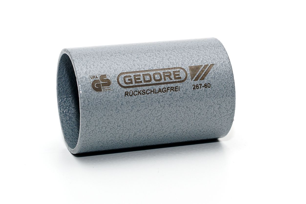 Beschriftungsbeispiel Beschriftetes Metallrohr mit dem Schriftzug Gedore rückschlagfrei