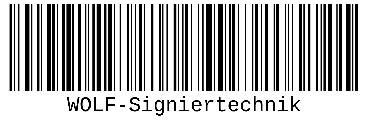 Beispiel eines Barcodes Barcode WOLF-Signiertechnik