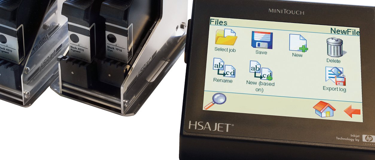 Minitouch-Display HSAJET MTHP4 und Druckköpfe