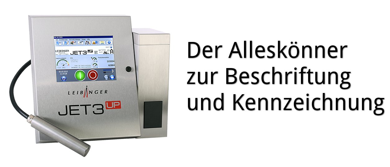 Industrielles Kennzeichnungs- und Beschriftungssystem Produktkennzeichnungs- und Verpackungsbeschriftungssystem Leibinger JET 3 up